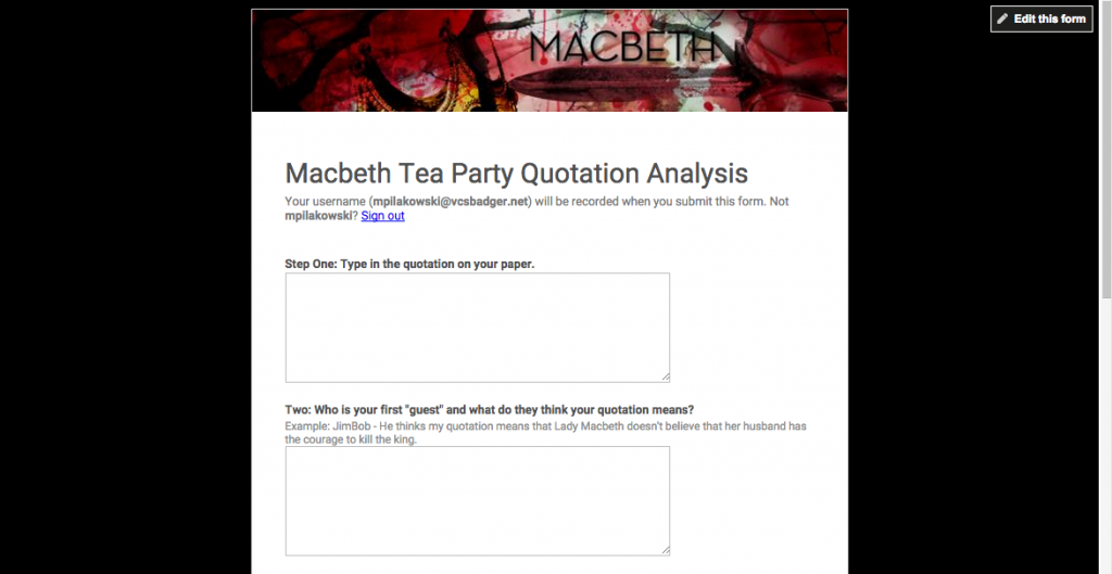 Macbeth Tea Party Quotation Analysis